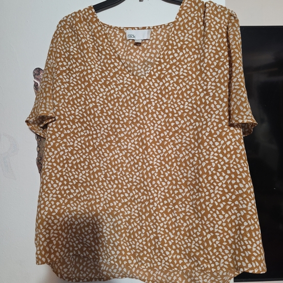 Nordstrom Tan and White Abstract Blouse - Picture 1 of 3